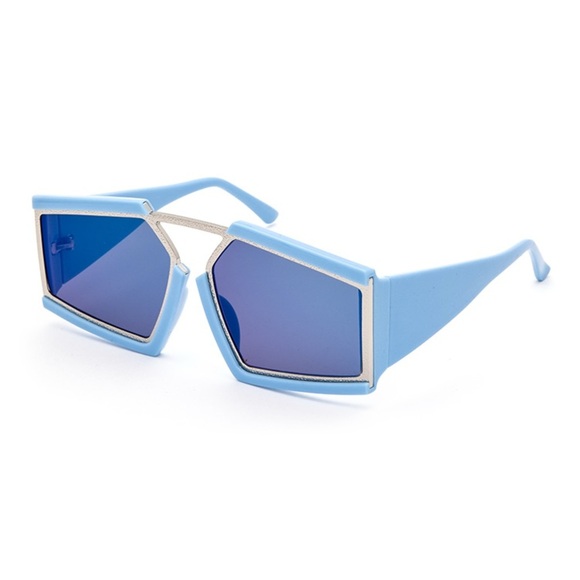 Sky Luxe Geometric Shield Sunnies Stylish Blue Geometric Sunglasses